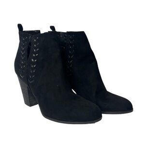 Carlos Santana Black Suede Ankle Booties – Size 9M | Block Heel
